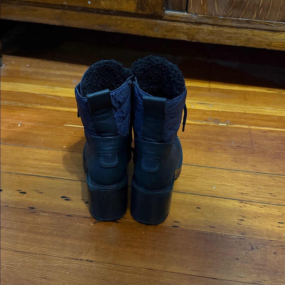 Franco Sarto Black and Navy Lace-Up Boots - Picture 4 of 7